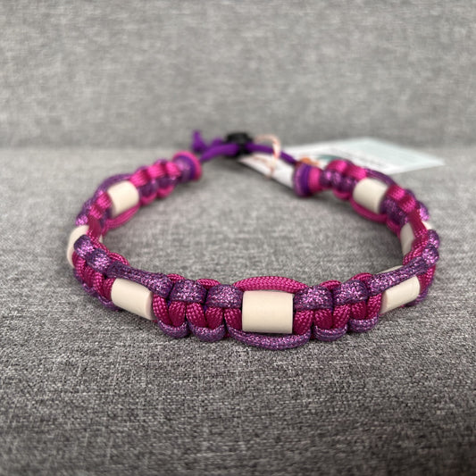 Anti vlooien en tekenband 30-40 cm roze met glitters