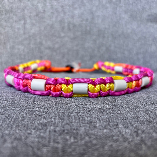 Anti vlooien en tekenband 40-50 cm roze, geel en oranje