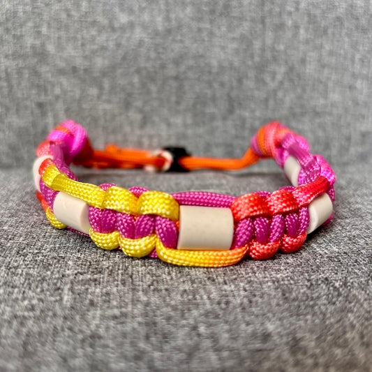 Anti vlooien en tekenband 20-30 cm roze, oranje en geel mix