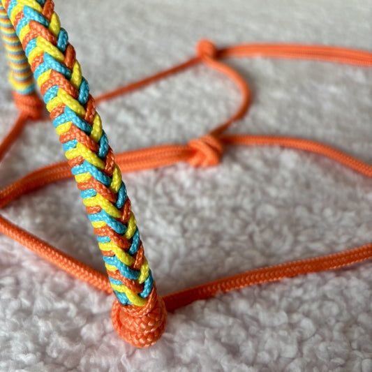 Touwhalster gevlochten neusstuk neon oranje, canary geel & turquoise
